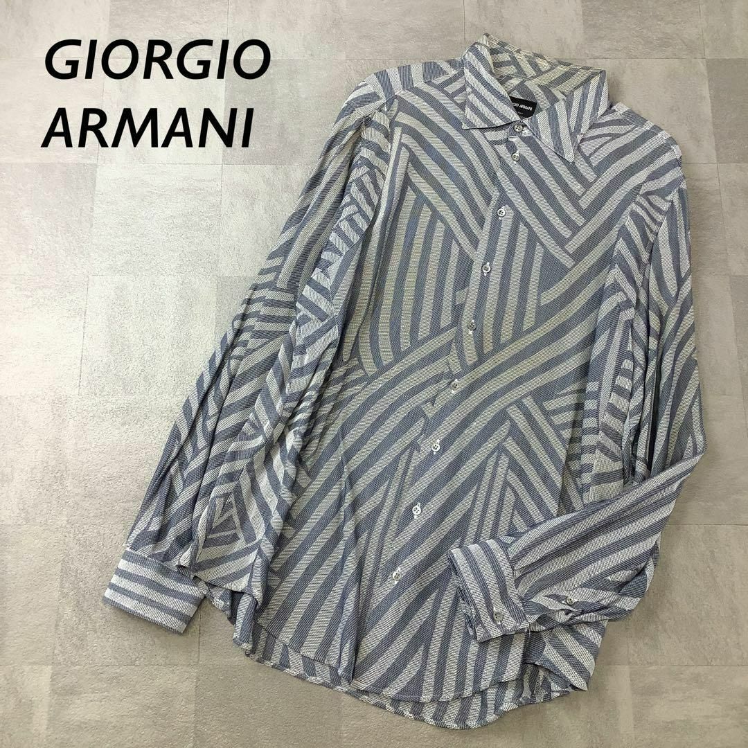 Giorgio Armani(ジョルジオアルマーニ)のイタリア製 GIORGIO ARMANI ランダムストライプ 長袖シャツ メンズのトップス(Tシャツ/カットソー(七分/長袖))の商品写真