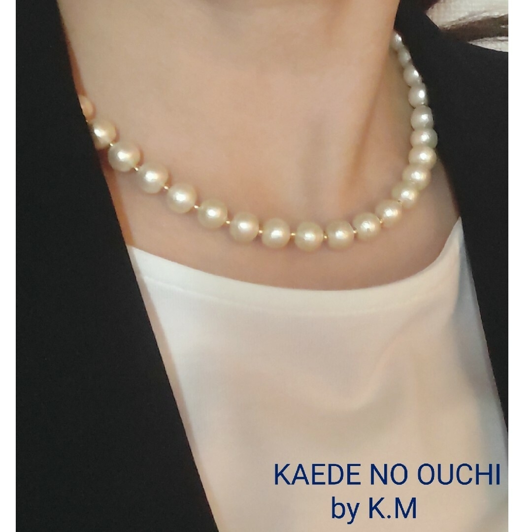 【Handmade】☆日本製　コットンパールネックレス ８ミリ ハンドメイドのアクセサリー(ネックレス)の商品写真