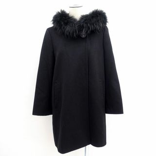 23区 - 23区 ◆ウールコート/フード付き/ラクーンファー/ブラック/サイズ38 210-5.SC 【レディース/ガールズ/LADY/女性/婦人】 【古着】 レディースファッション【中古】 [0220481779]