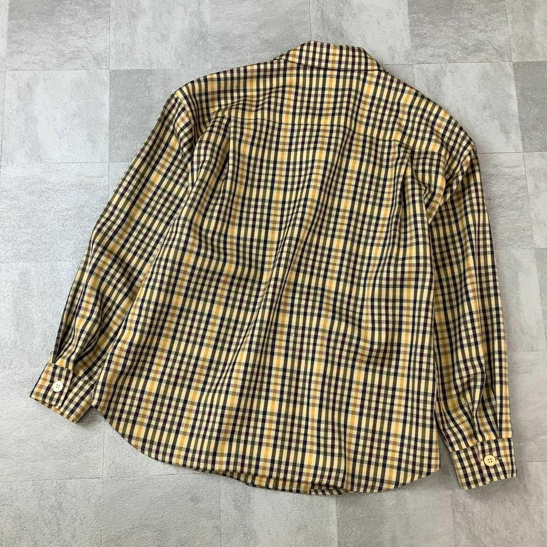 BURBERRY(バーバリー)の美品 90‘s Burberry チェック柄 金ボタン オープンカラーシャツ レディースのトップス(シャツ/ブラウス(長袖/七分))の商品写真