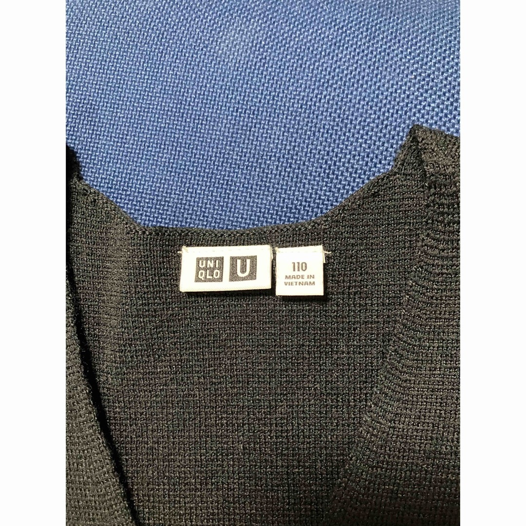 UNIQLO(ユニクロ)のUNIQLO U ユニクロユー ミラノリブ カーディガン110 黒 フォーマル  キッズ/ベビー/マタニティのキッズ服女の子用(90cm~)(カーディガン)の商品写真