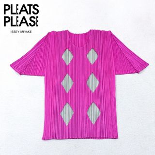 プリーツプリーズイッセイミヤケ(PLEATS PLEASE ISSEY MIYAKE)の★ PLEATS PLEASE イッセイミヤケ ★ レイヤードプリーツ ダイヤ柄(Tシャツ(半袖/袖なし))