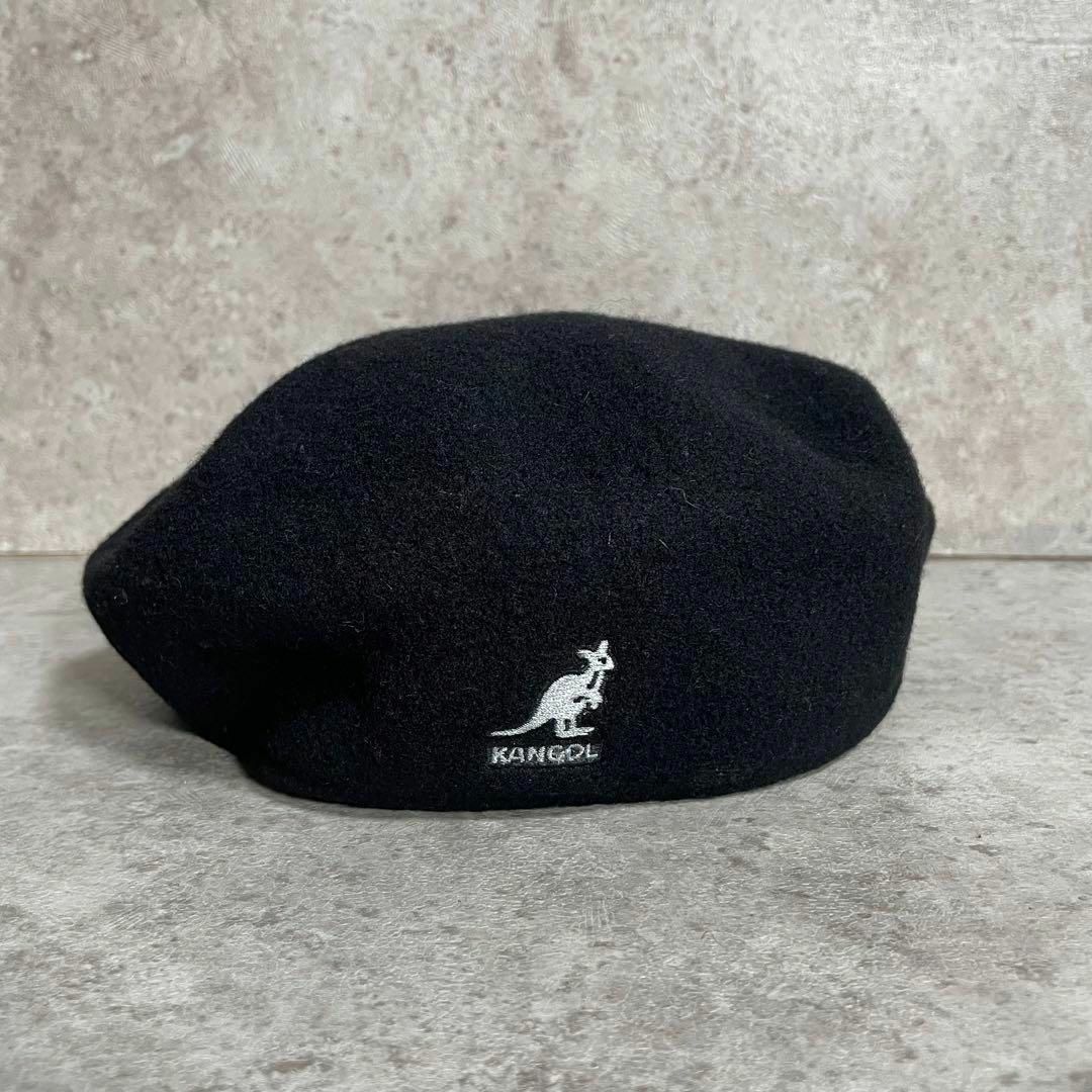 KANGOL(カンゴール)のkangol カンゴール ハンチング ウール 秋冬 黒 ロゴ LARGE メンズの帽子(ハンチング/ベレー帽)の商品写真