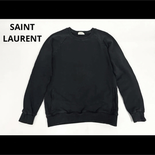 サンローラン(Saint Laurent)のサンローランパリ ラグランスリーブスウェット 黒 メンズ S シンプル ポケット(スウェット)