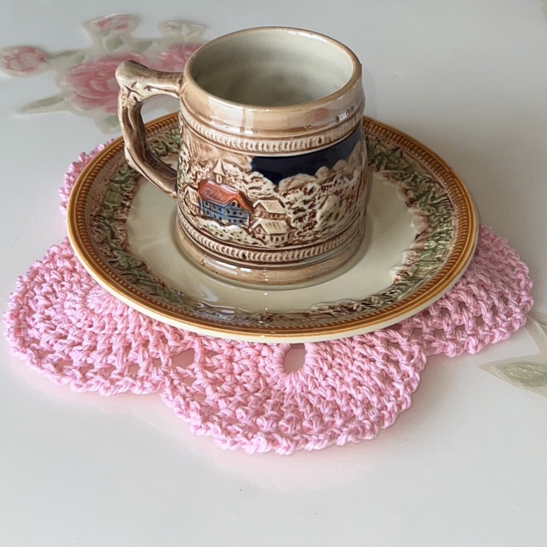 ハンドメイド かぎ編み コースター 4点セット 花
