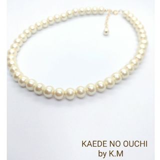 【Handmade】☆日本製　コットンパールネックレス (8mm)　約40cm(ネックレス)