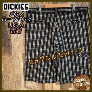 ディッキーズ(Dickies)のディッキーズ アメカジ チェック ハーフ パンツ ブラック カーキ US古着(ショートパンツ)