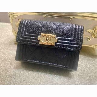 シャネル(CHANEL)の【美品】正規品CHANEL ボーイシャネル キャビアスキン ウォレット ブラック(財布)