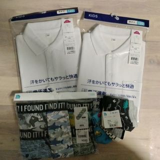 イオン(AEON)のキッズ　半袖ポロシャツ　ブリーフ　靴下　120　新品未使用(Tシャツ/カットソー)