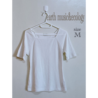 earth music & ecology - earth music&ecology リブニット 半袖 ホワイト M