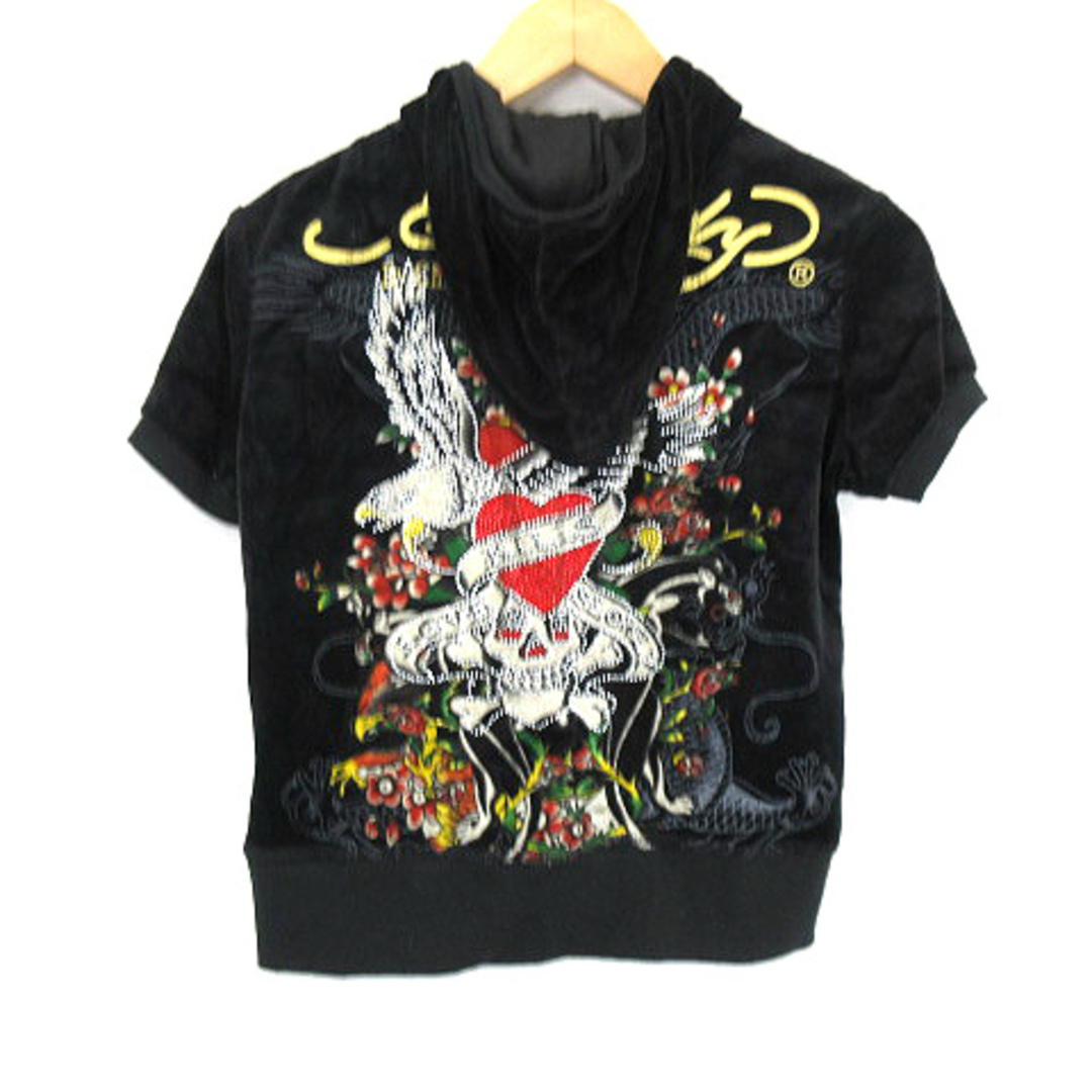 Ed Hardy - エドハーディー 半袖 ベロア ジャケット ショート Ed Hardy - エドハーディー 半袖 ベロア ジャケット ショート