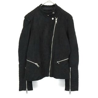 エイチアンドエム(H&M)のエイチ&エム H&M フェイクレザー スエード ライダース ジャケット 黒 32(ライダースジャケット)