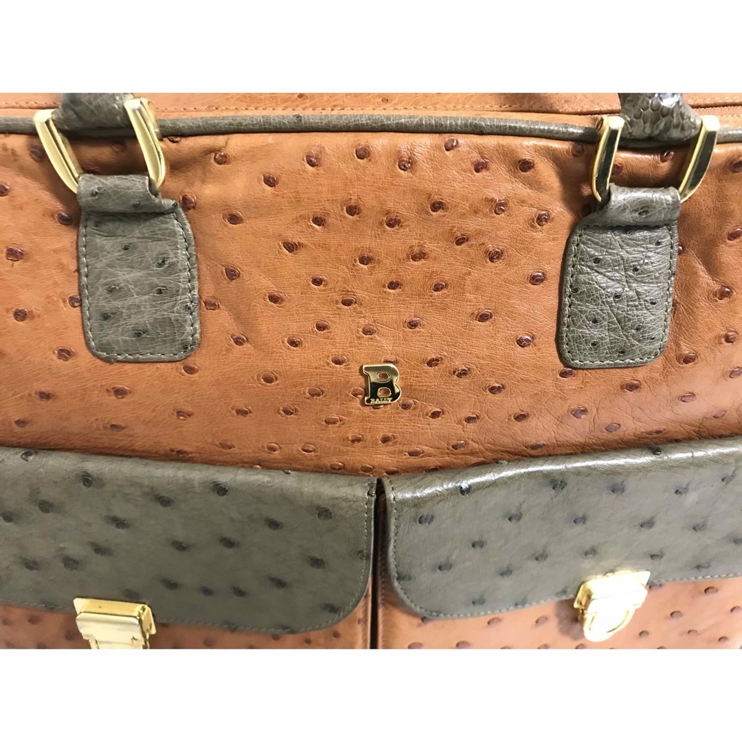 Bally(バリー)の本物バリーBALLY本革レザーオーストリッチハンドビジネスバッグバック茶ブラウン メンズのバッグ(ビジネスバッグ)の商品写真