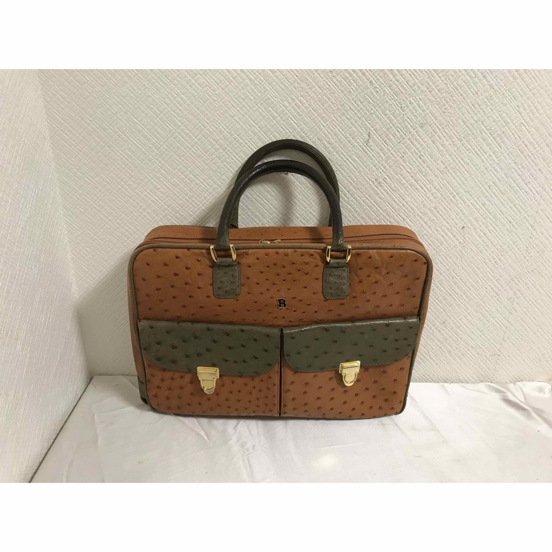 Bally(バリー)の本物バリーBALLY本革レザーオーストリッチハンドビジネスバッグバック茶ブラウン メンズのバッグ(ビジネスバッグ)の商品写真