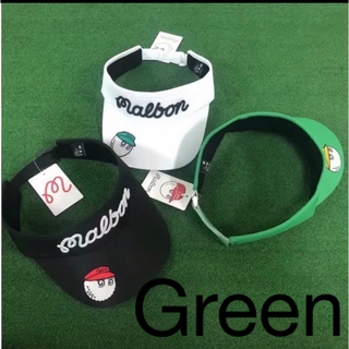 新品　malbon golf サンバイザー ゴルフ　帽子　グリーン(サンバイザー)