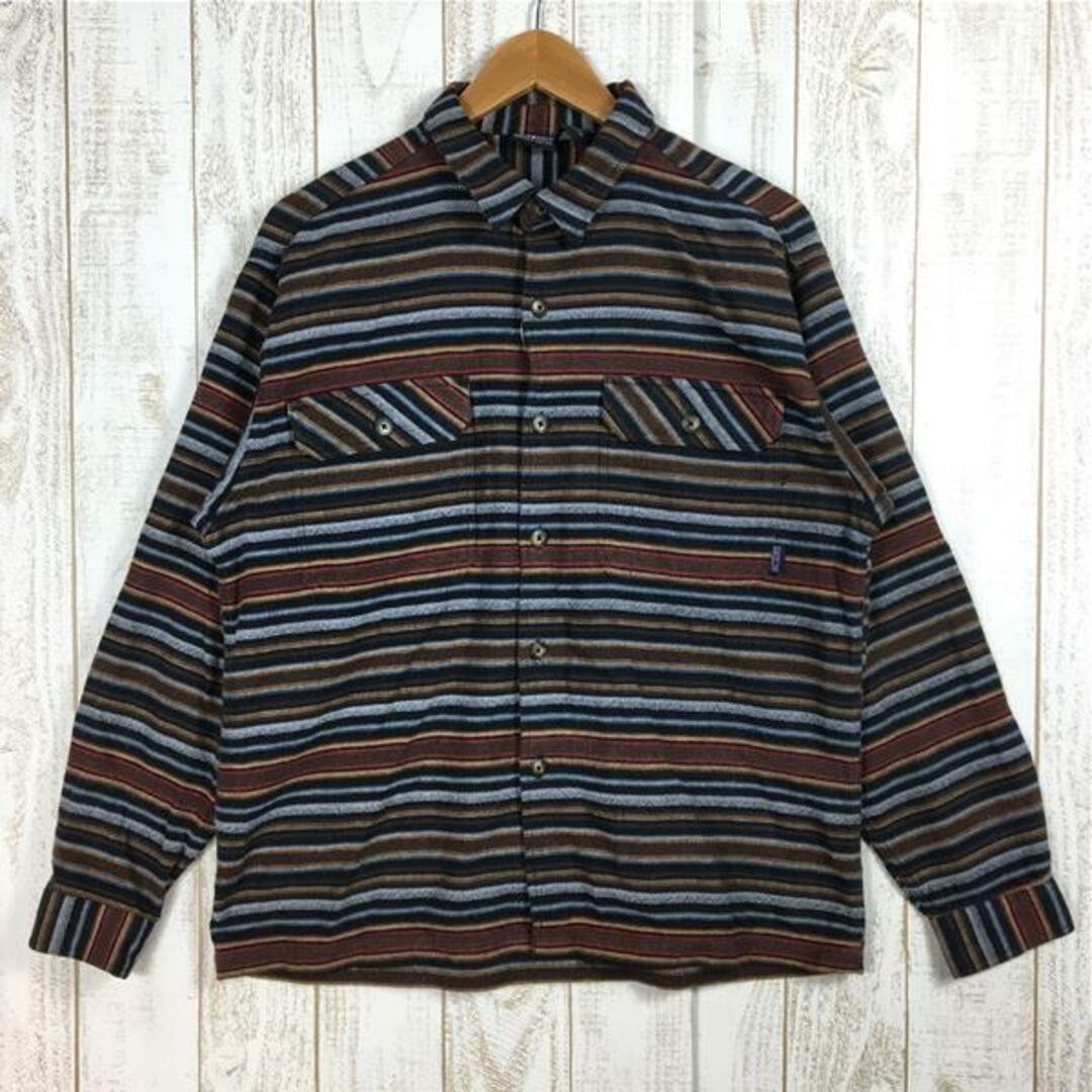 patagonia(パタゴニア)のMENs S  パタゴニア 1999 ヘビー フランネル シャツ HEAVY FLANNEL SHIRT ストラタ ネルシャツ 入手困難 PATAGONIA 53864 Strata: Balck ブラウン系 メンズのメンズ その他(その他)の商品写真