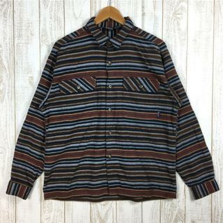 patagonia - MENs S  パタゴニア 1999 ヘビー フランネル シャツ HEAVY FLANNEL SHIRT ストラタ ネルシャツ 入手困難 PATAGONIA 53864 Strata: Balck ブラウン系