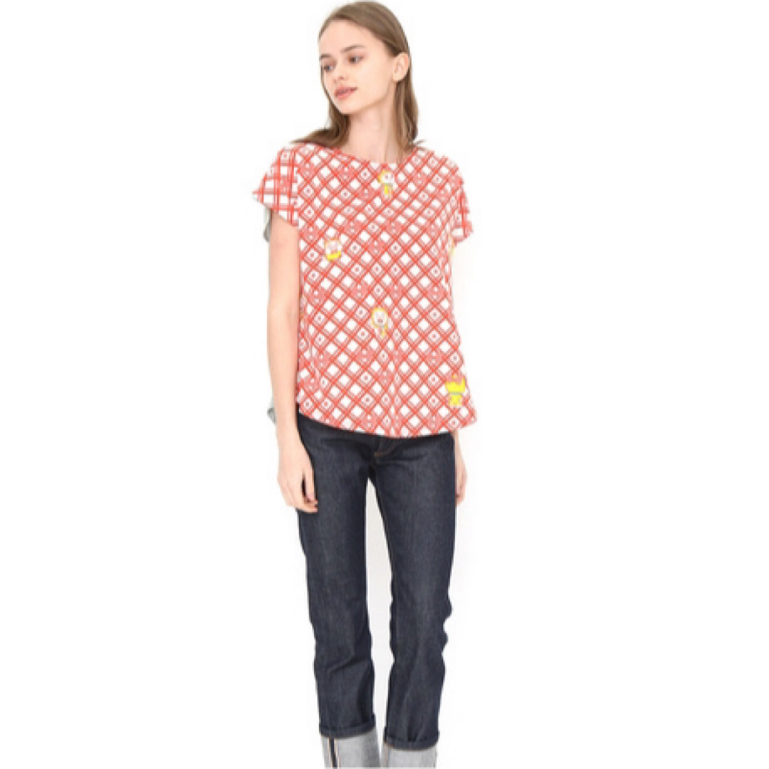 Design Tshirts Store graniph(グラニフ)の美品　グラニフ　graniph　ドラミちゃん　チェック　Tシャツ　フリーサイズ レディースのトップス(Tシャツ(半袖/袖なし))の商品写真
