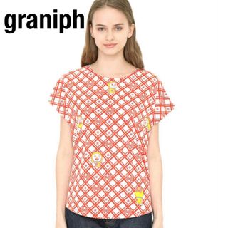 グラニフ(Design Tshirts Store graniph)の美品　グラニフ　graniph　ドラミちゃん　チェック　Tシャツ　フリーサイズ(Tシャツ(半袖/袖なし))