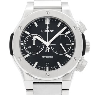 ウブロ(HUBLOT)のHUBLOT ウブロ クラシックフュージョン クロノグラフ チタニウム 520.NX.1170.NX デイト 黒 ブラック チタン メンズ 自動巻き【6ヶ月保証】【腕時計】【中古】(腕時計(アナログ))