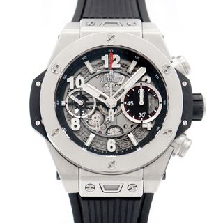 ウブロ(HUBLOT)のHUBLOT ウブロ ビッグバン ウニコ チタニウム 441.NX.1170.RX クロノグラフ デイト スケルトン 黒 ブラック Ti チタン 純正ベルト 純正尾錠 メンズ 自動巻き 【6ヶ月保証】【腕時計】【中古】(腕時計(アナログ))