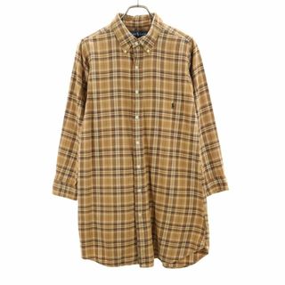 ラルフローレン(Ralph Lauren)のラルフローレン チェック柄 長袖 シャツワンピース ブラウン系 RALPH LAUREN レディース 古着 【240301】(その他)