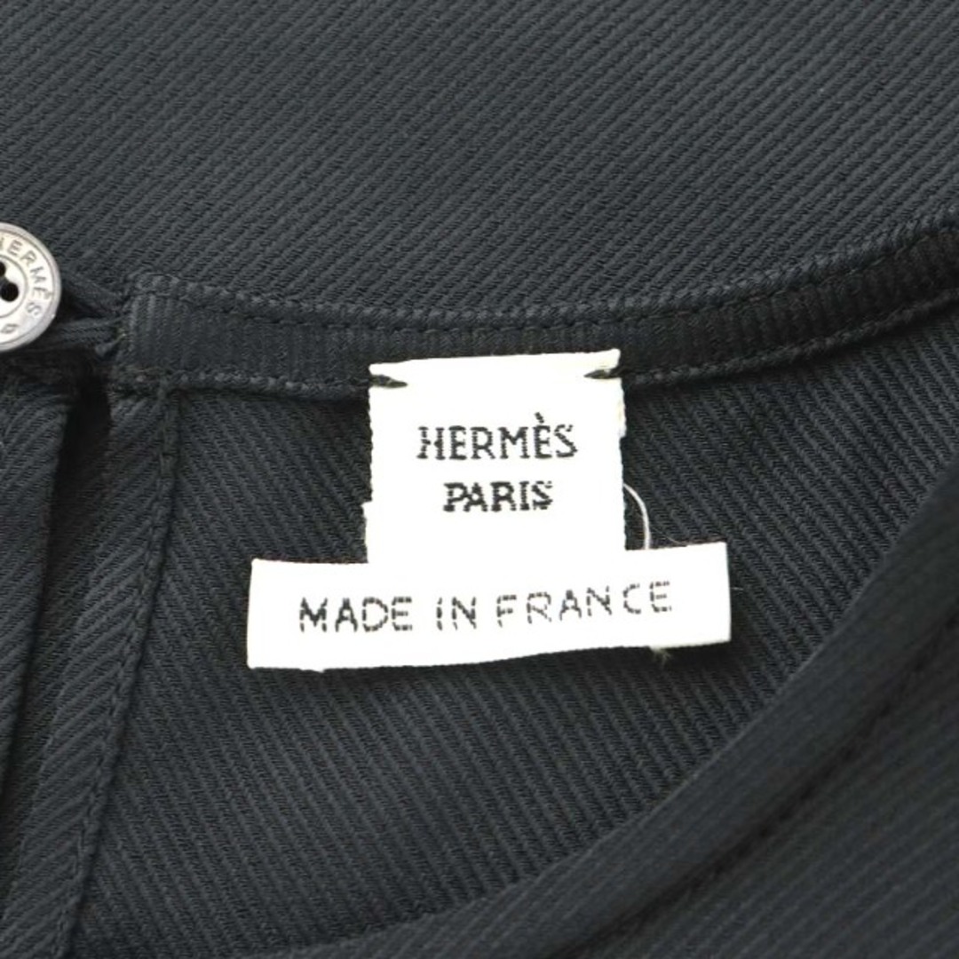 Hermes(エルメス)のエルメス カットソー ノースリーブ ロゴ金具 絹混 シルク混 36 S 黒 レディースのトップス(カットソー(半袖/袖なし))の商品写真