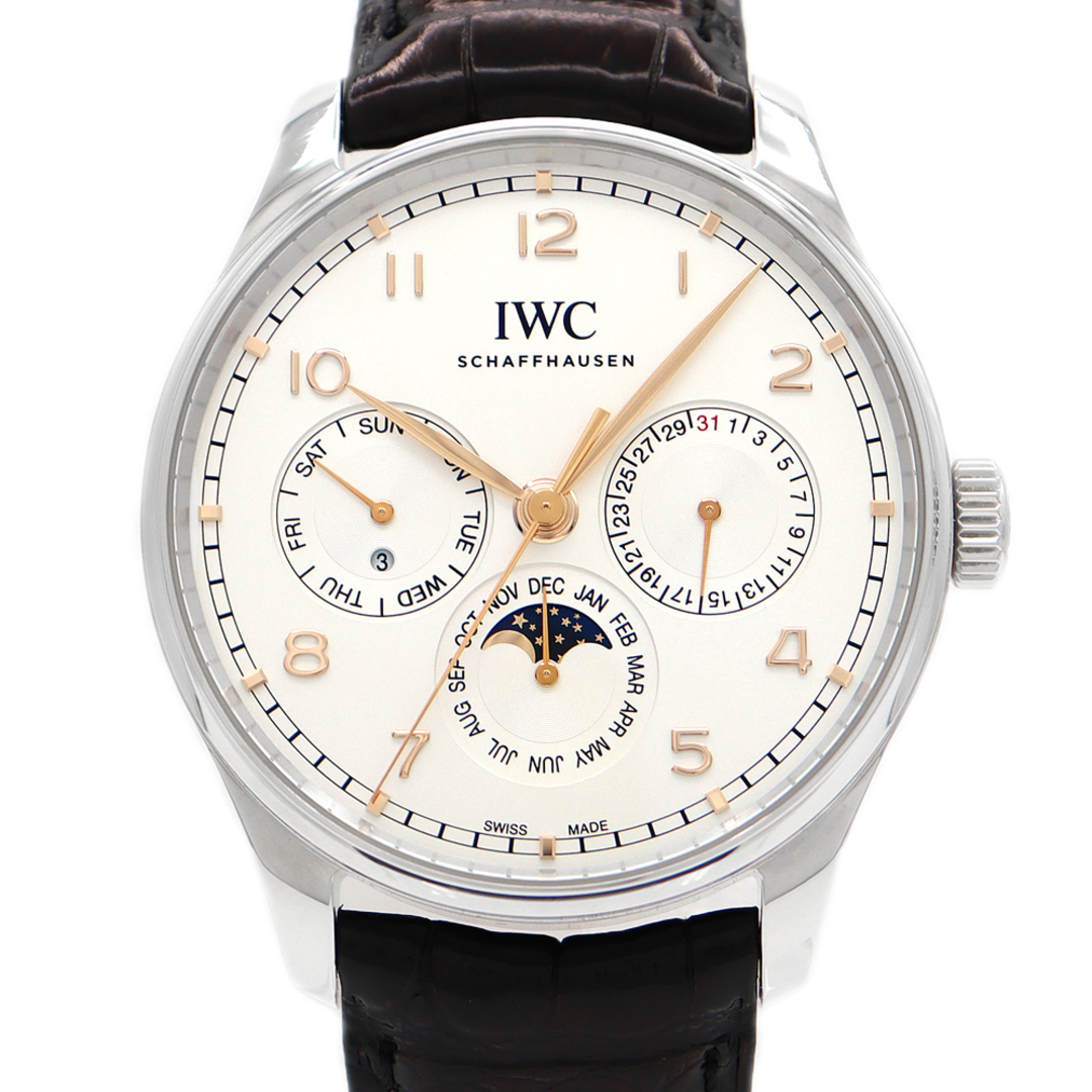 IWC(インターナショナルウォッチカンパニー)のIWC インターナショナルウォッチカンパニー ポルトギーゼ パーペチュアルカレンダー 42 IW344203 シルバー SS ステンレス 純正ベルト 純正尾錠 メンズ 自動巻き 【6ヶ月保証】【腕時計】【中古】 メンズの時計(腕時計(アナログ))の商品写真