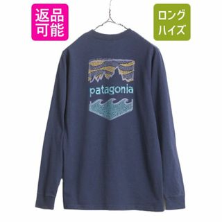 パタゴニア(patagonia)の16年製 パタゴニア 両面 プリント 長袖 Tシャツ メンズ S / 古着 Patagonia アウトドア ロンT プリントT ロゴT フィッツロイ クルーネック(Tシャツ/カットソー(七分/長袖))