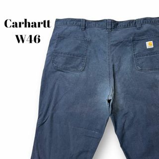 カーハート(carhartt)の希少サイズ　カーハート　ワークパンツ　リラックスフィット　古着　ネイビー　W46(ワークパンツ/カーゴパンツ)