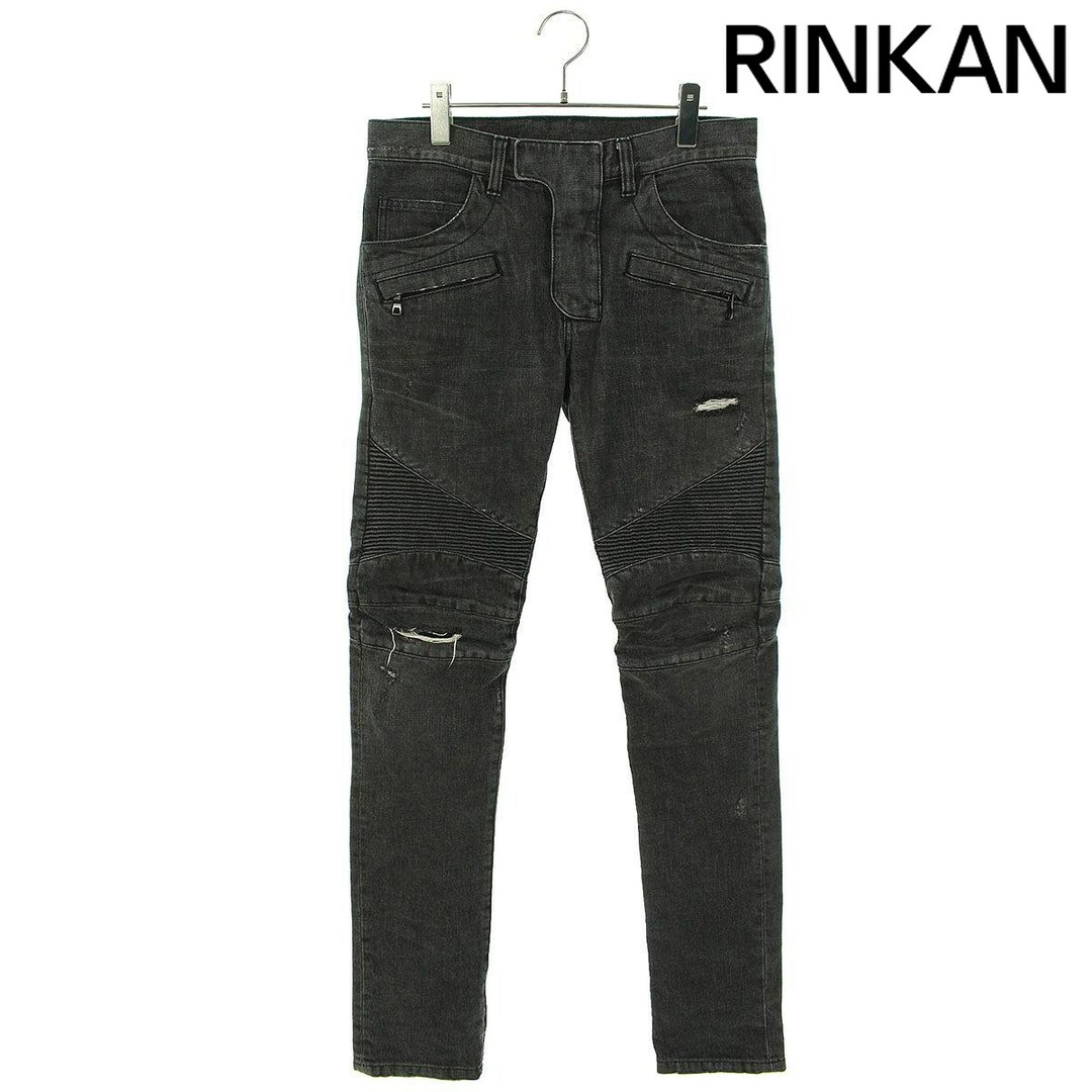 BALMAIN - バルマン T500 B983 クラッシュ加工バイカーデニム BALMAIN - バルマン T500 B983 クラッシュ加工バイカーデニム