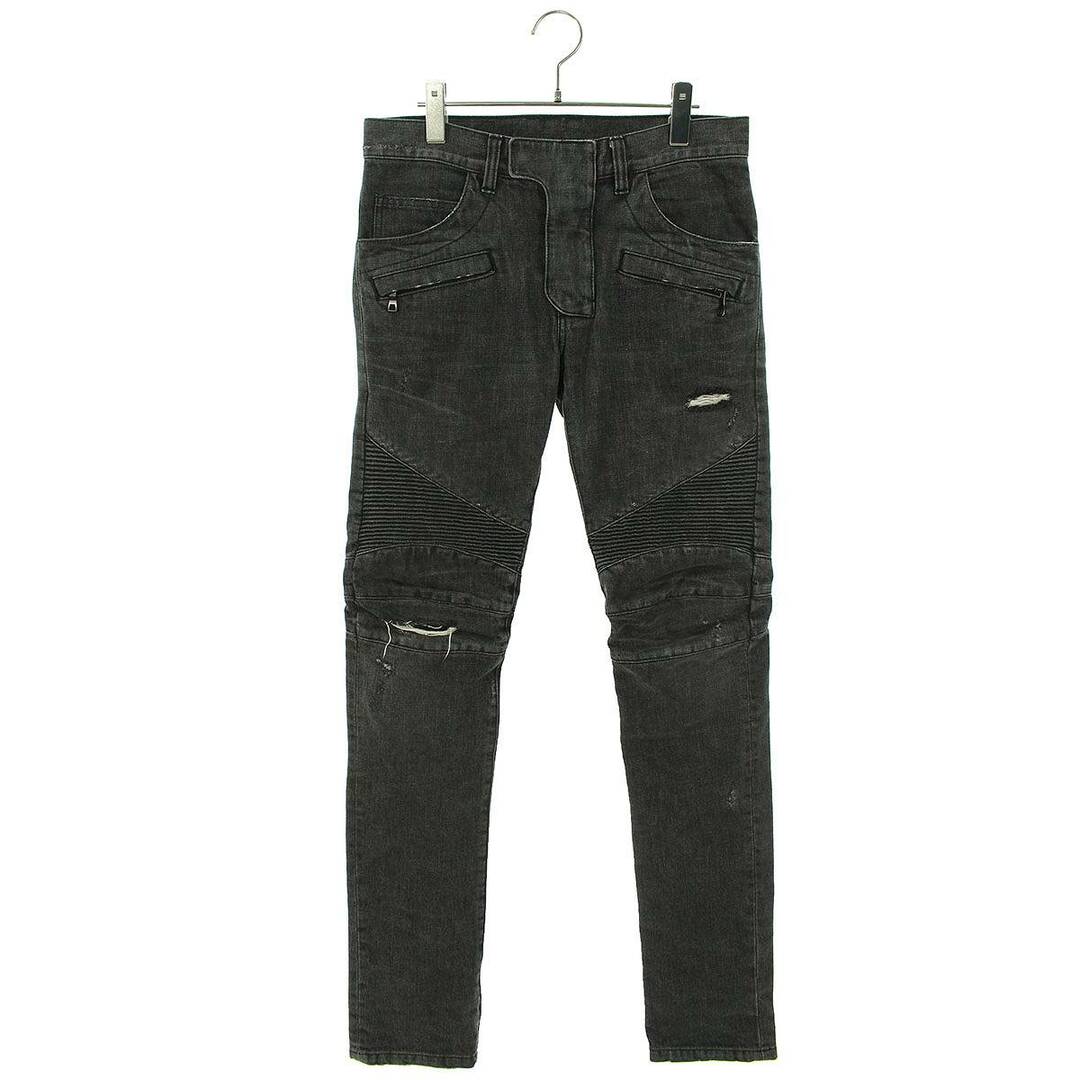 BALMAIN - バルマン T500 B983 クラッシュ加工バイカーデニム BALMAIN - バルマン T500 B983 クラッシュ加工バイカーデニム