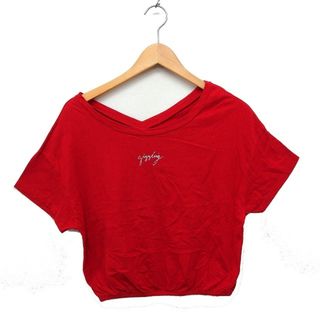 カスタネ Kastane プリント カットソー Tシャツ 半袖 クロップド丈 赤