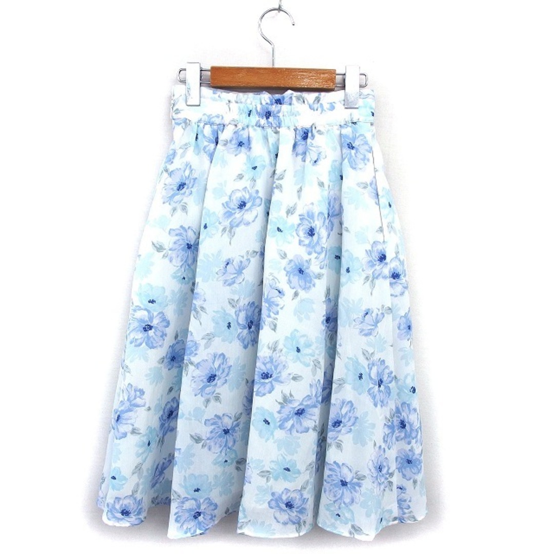 Feroux(フェルゥ)のフェルゥ スカート フレア ロング 花柄 透け感 サイドジップ 1 白 ホワイト レディースのスカート(ロングスカート)の商品写真