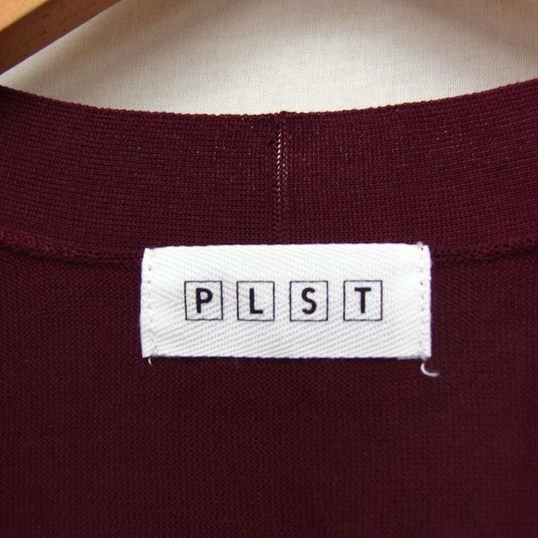 PLST(プラステ)のプラステ PLST ニット カーディガン ロング丈 オープン 無地 M ボルドー レディースのトップス(カーディガン)の商品写真