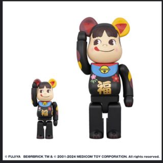 ベアブリック(BE@RBRICK)のBE@RBRICK 招き猫 ペコちゃん 福 黒 100% & 400%(キャラクターグッズ)