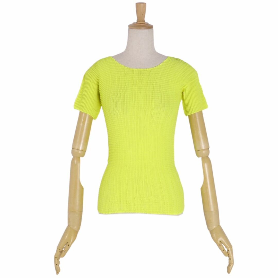 ISSEY MIYAKE(イッセイミヤケ)の美品 イッセイミヤケ ISSEY MIYAKE PLEATS T Tシャツ カットソー 半袖 ショートスリーブ プリーツ トップス レディース M イエロー レディースのトップス(シャツ/ブラウス(半袖/袖なし))の商品写真