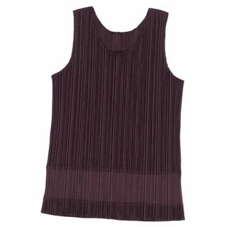 プリーツプリーズイッセイミヤケ(PLEATS PLEASE ISSEY MIYAKE)の美品 プリーツプリーズ イッセイミヤケ PLEATS PLEASE タンクトップ ノースリーブ 無地 プリーツ トップス レディース 3(L相当) ボルドー(キャミソール)