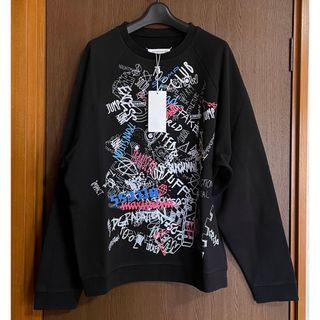 マルタンマルジェラ(Maison Martin Margiela)の黒44新品 メゾン マルジェラ グラフィティ  スウェット シャツ ブラック(スウェット)