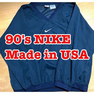 ナイキ(NIKE)の90's Made in USA NIKE ナイロンプルオーバー ネイビー(ナイロンジャケット)