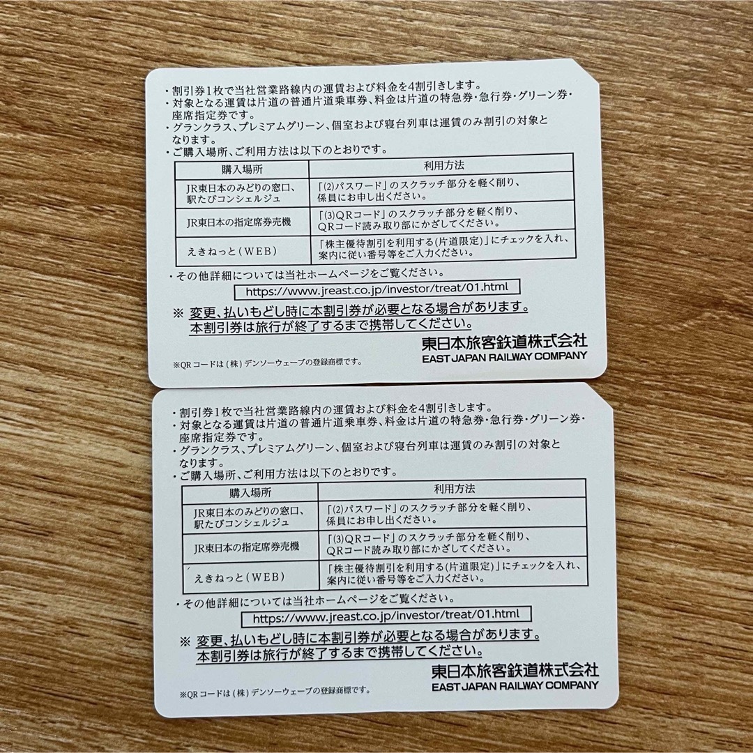 JR(ジェイアール)のJR 東日本　株主優待　割引券 チケットの優待券/割引券(その他)の商品写真
