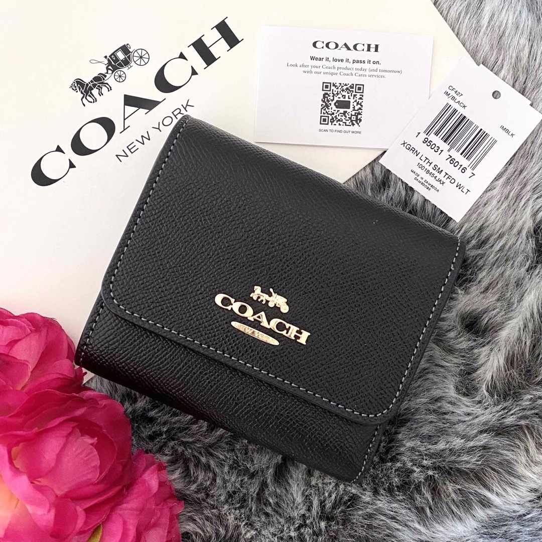 COACH(コーチ)の新品☆COACH 折り財布　メンズ ブラック レザー 折り財布 メンズのファッション小物(折り財布)の商品写真