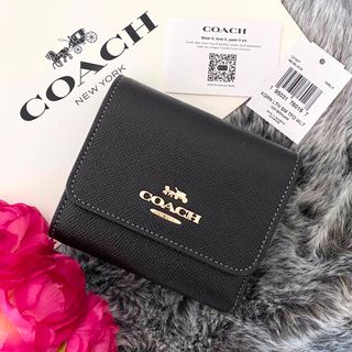 コーチ(COACH)の新品☆COACH 折り財布　メンズ ブラック レザー 折り財布(折り財布)