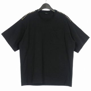 ヴァレンティノ(VALENTINO)のVALENTINO ロックスタッズ ヘビーウェイト ポケットTシャツ L 黒(Tシャツ/カットソー(半袖/袖なし))