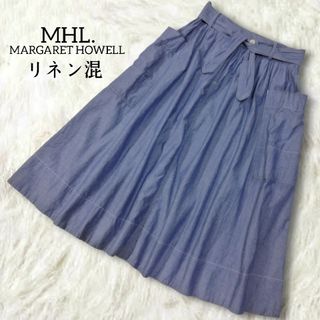 エムエイチエル(MHL.)のマーガレットハウエル ✿ 麻混 リネン混 コットン スカート 2 カーゴ フレア(ひざ丈スカート)