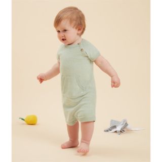 プチバトー(PETIT BATEAU)のプチバトー　PETIT BATEAU ロンパース　ミントグリーン　6M（大きめ）(ロンパース)