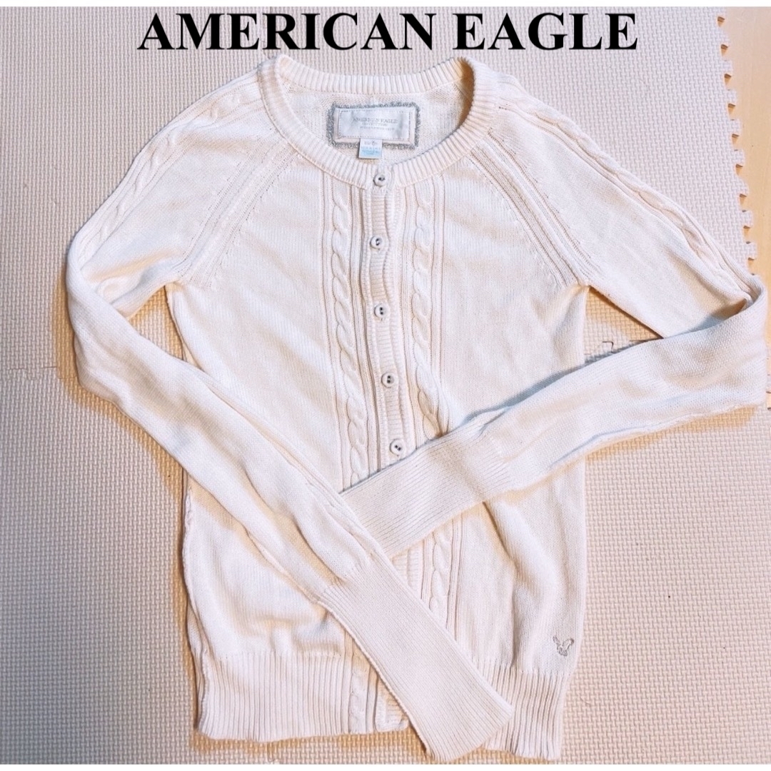American Eagle(アメリカンイーグル)のアメリカンイーグル　白ニットカーディガン American Eagle コットン レディースのトップス(カーディガン)の商品写真