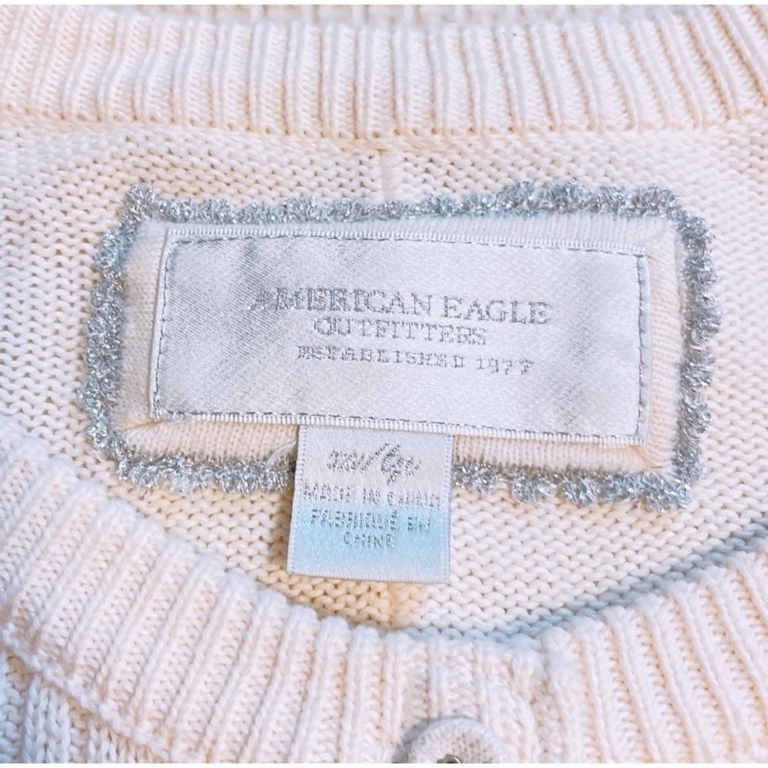 American Eagle(アメリカンイーグル)のアメリカンイーグル　白ニットカーディガン American Eagle コットン レディースのトップス(カーディガン)の商品写真