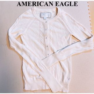 American Eagle - アメリカンイーグル　白ニットカーディガン American Eagle コットン