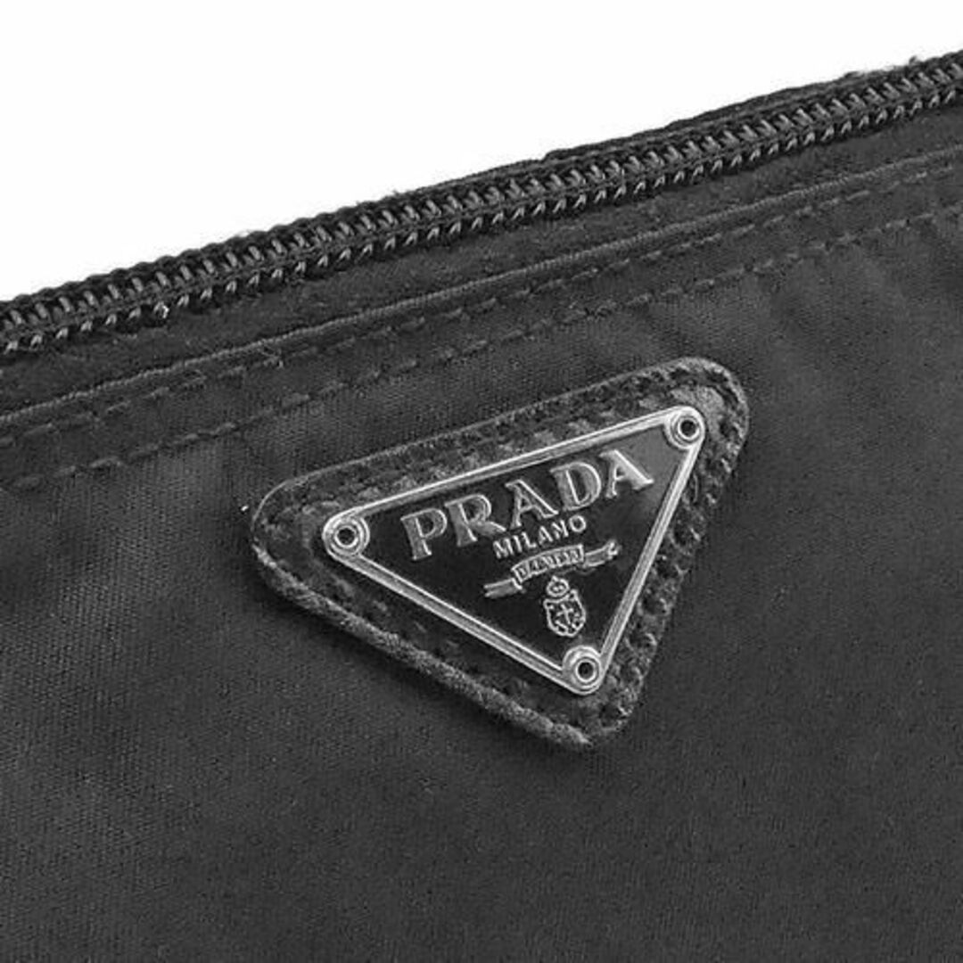 PRADA(プラダ)のプラダ ポーチ PRADA ナイロン テスート 化粧ポーチ 三角ロゴ 黒 NERO ブラック レディース シルバー金具 OJ10067 レディースのファッション小物(ポーチ)の商品写真